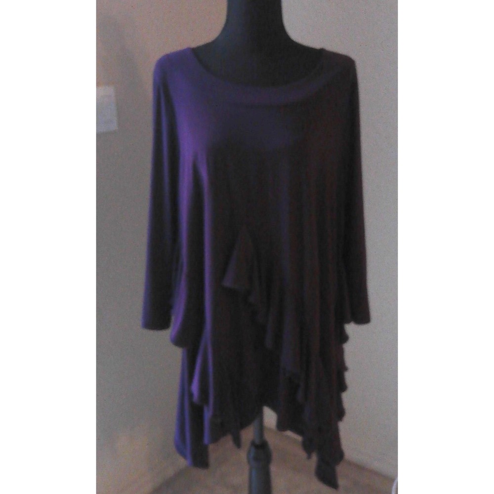 ATTITUDES BY RENEE PURPLE RUFFLED BLOUSE WITH LONG SLEEVES SIZE L
